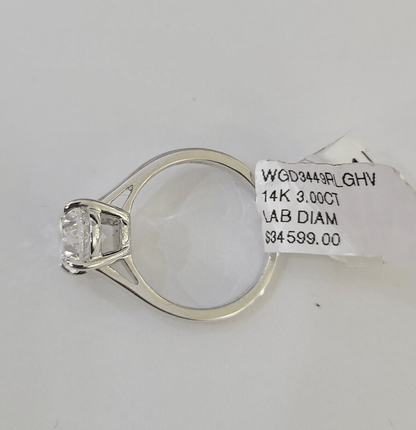 REAL 14k White Gold Diamond Ring Lab Created Ladies Wedding Engagement Genuine - Reva Jeweler