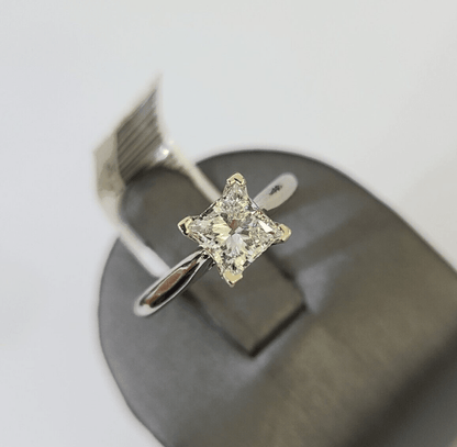 REAL 14k White Gold Diamond Ring Lab Created Ladies Wedding Engagement Genuine - Reva Jeweler