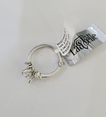 REAL 14k White Gold Diamond Ring Lab Created Ladies Wedding Engagement Genuine - Reva Jeweler