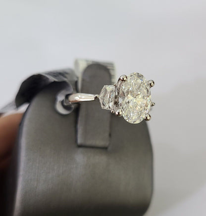 REAL 14k White Gold Diamond Ring Lab Created Ladies Wedding Engagement Genuine - Reva Jeweler