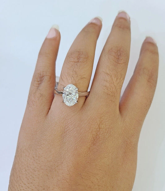 REAL 14k White Gold Diamond Ring Lab Created Ladies Wedding Engagement Genuine - Reva Jeweler