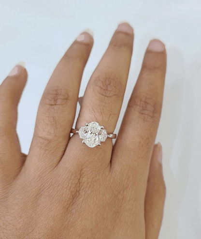 REAL 14k White Gold Diamond Ring Lab Created Ladies Wedding Engagement Genuine - Reva Jeweler