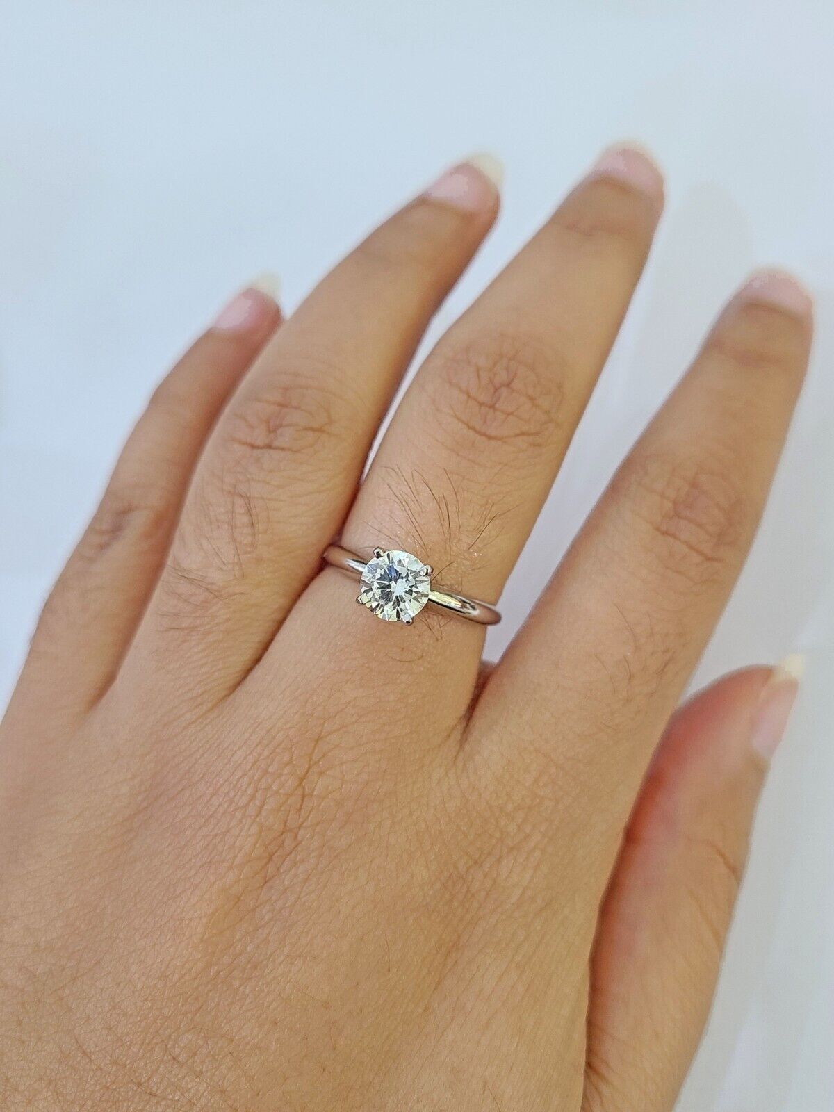 REAL 14k White Gold Diamond Ring Lab Created Ladies Wedding Engagement Genuine - Reva Jeweler