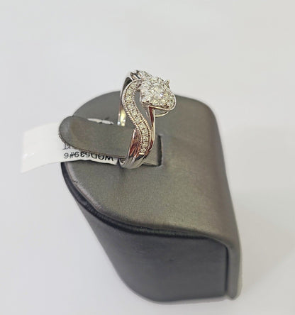REAL 14k White Gold Diamond Ring Ladies Wedding Engagement Genuine - Reva Jeweler