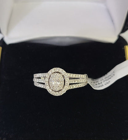 REAL 14k White Gold Diamond Ring Ladies Wedding Engagement Genuine - Reva Jeweler