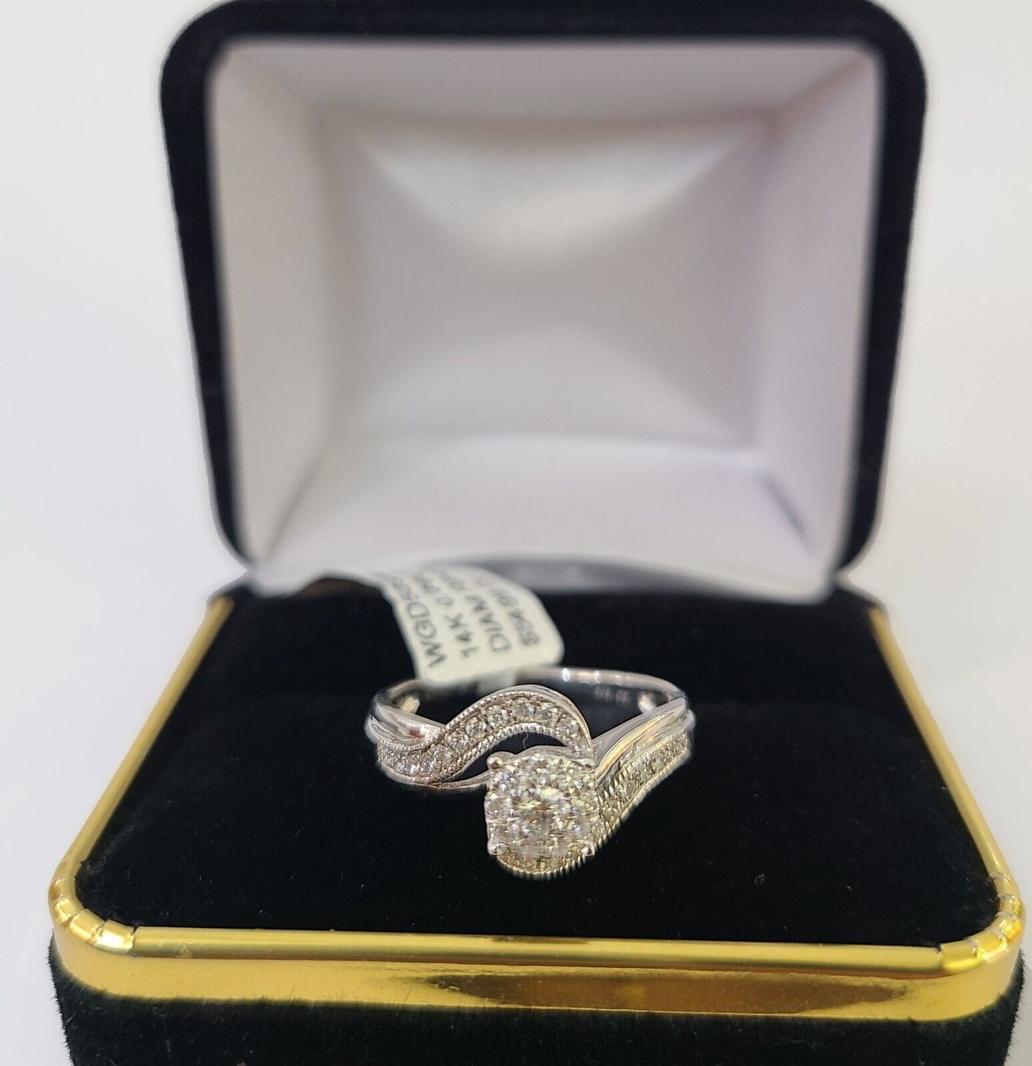 REAL 14k White Gold Diamond Ring Ladies Wedding Engagement Genuine - Reva Jeweler