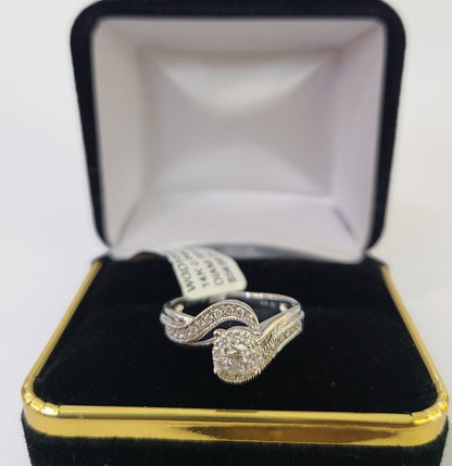 REAL 14k White Gold Diamond Ring Ladies Wedding Engagement Genuine - Reva Jeweler