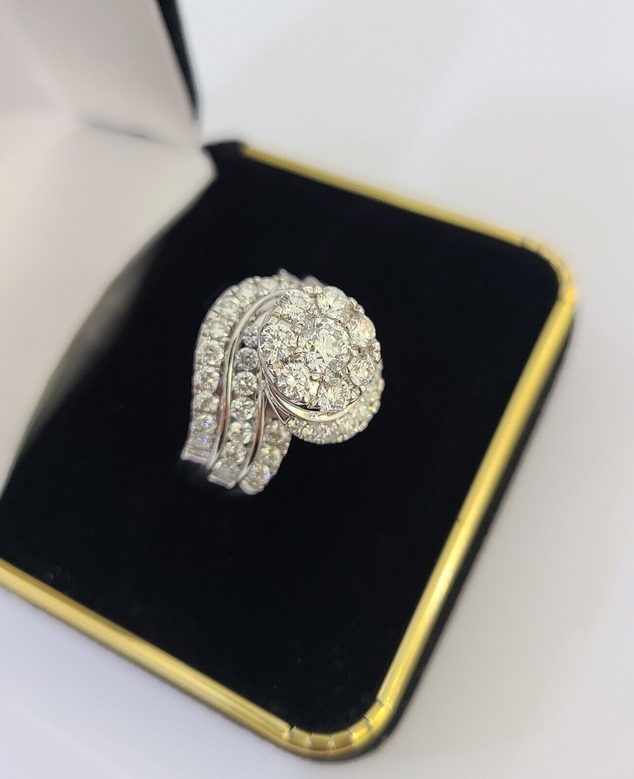 REAL 14k White Gold Diamond Ring Ladies Wedding Engagement Genuine - Reva Jeweler