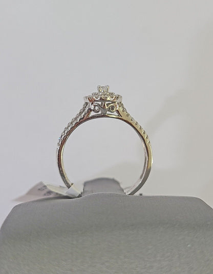 REAL 14k White Gold Diamond Ring Ladies Wedding Engagement Genuine - Reva Jeweler