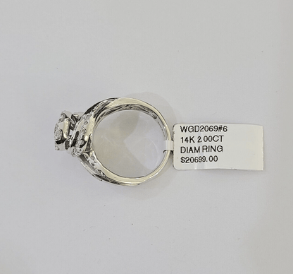 REAL 14k White Gold Diamond Ring Ladies Wedding Engagement Genuine - Reva Jeweler