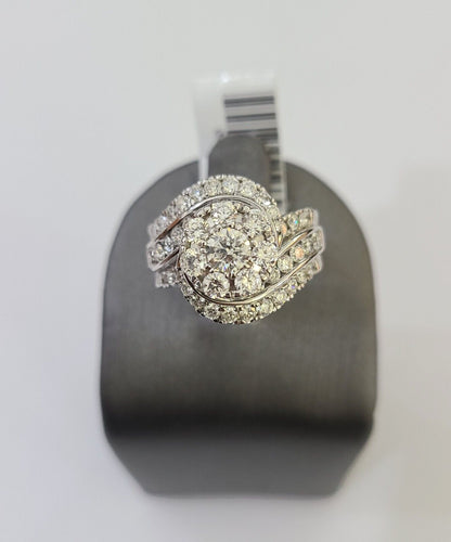 REAL 14k White Gold Diamond Ring Ladies Wedding Engagement Genuine - Reva Jeweler