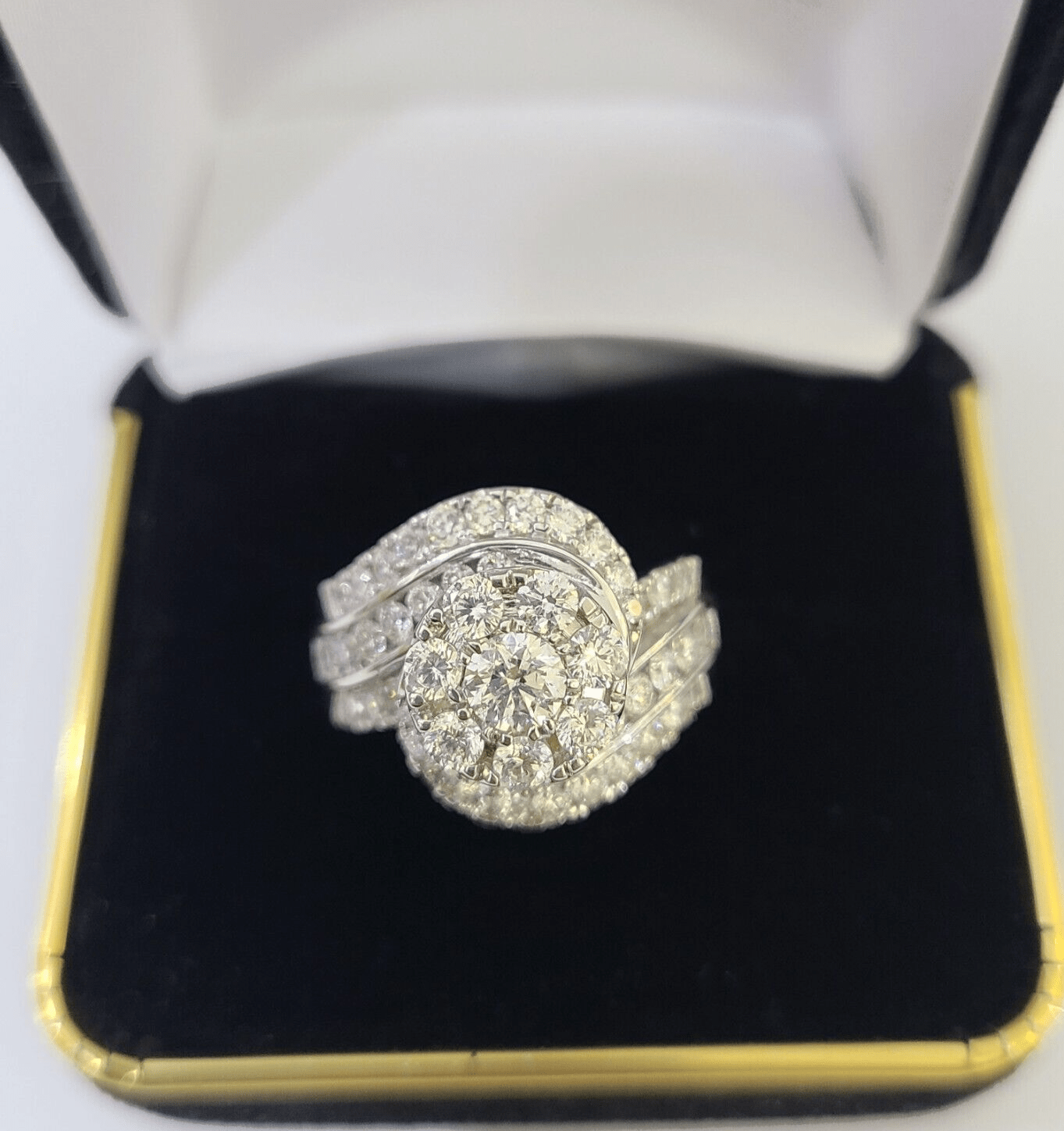 REAL 14k White Gold Diamond Ring Ladies Wedding Engagement Genuine - Reva Jeweler