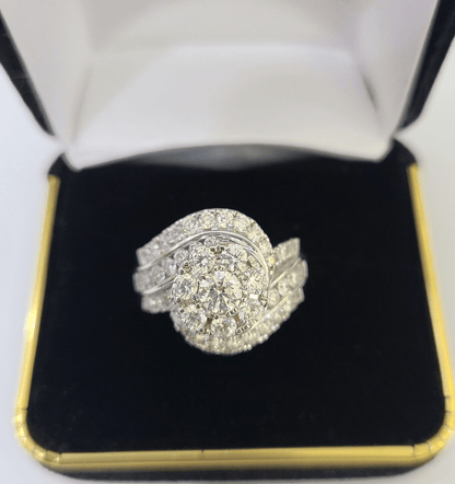 REAL 14k White Gold Diamond Ring Ladies Wedding Engagement Genuine - Reva Jeweler