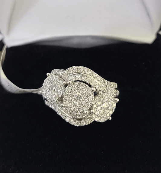 REAL 14k White Gold Diamond Ring Ladies Wedding Engagement Genuine - Reva Jeweler