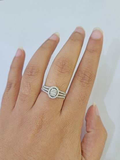 REAL 14k White Gold Diamond Ring Ladies Wedding Engagement Genuine - Reva Jeweler