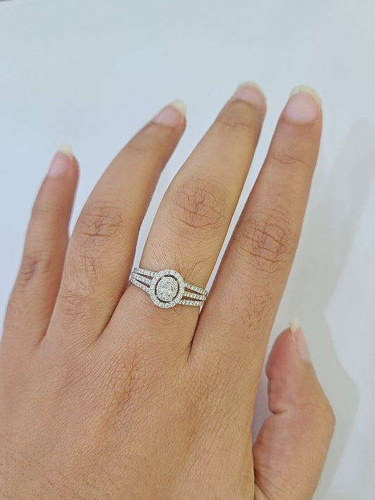 REAL 14k White Gold Diamond Ring Ladies Wedding Engagement Genuine - Reva Jeweler