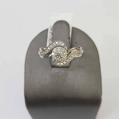 REAL 14k White Gold Diamond Ring Ladies Wedding Engagement Genuine - Reva Jeweler