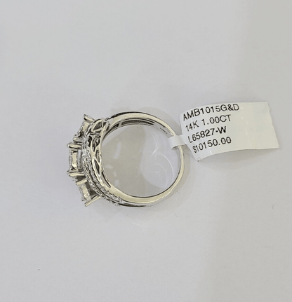 REAL 14k White Gold Diamond Ring Ladies Wedding Engagement Genuine - Reva Jeweler