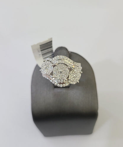 REAL 14k White Gold Diamond Ring Ladies Wedding Engagement Genuine - Reva Jeweler