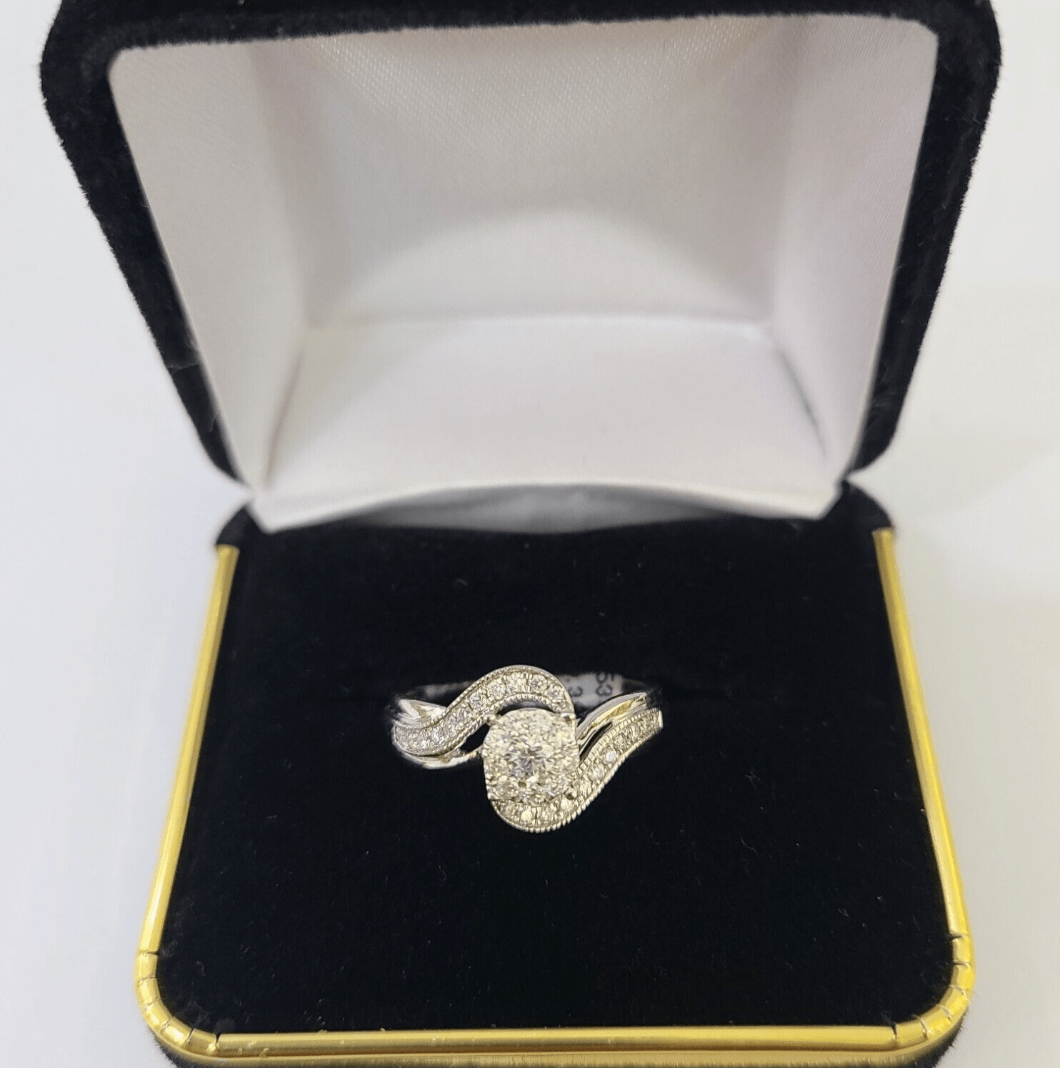 REAL 14k White Gold Diamond Ring Ladies Wedding Engagement Genuine - Reva Jeweler