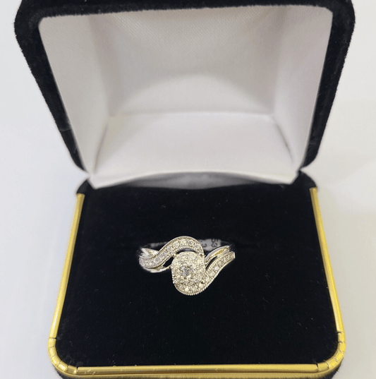 REAL 14k White Gold Diamond Ring Ladies Wedding Engagement Genuine - Reva Jeweler