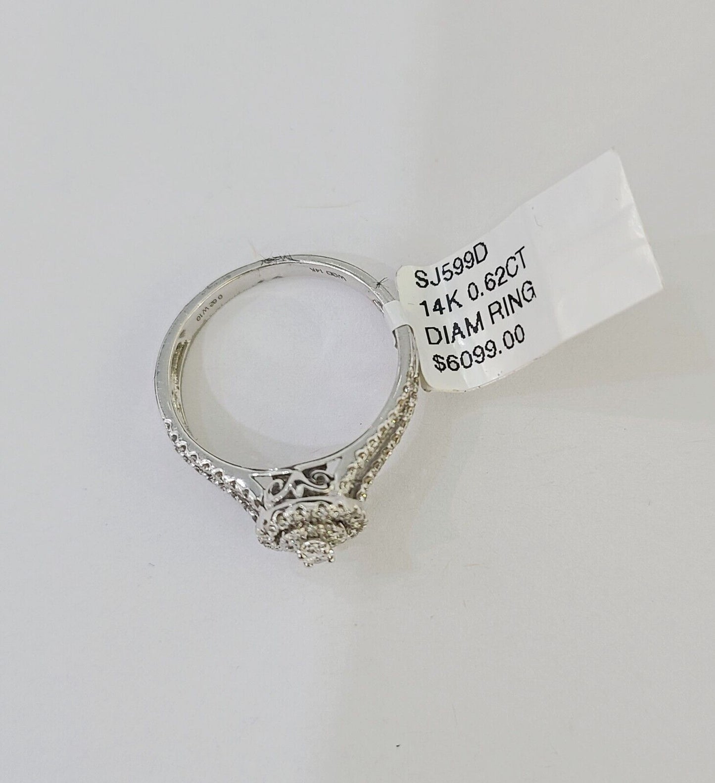 REAL 14k White Gold Diamond Ring Ladies Wedding Engagement Genuine - Reva Jeweler