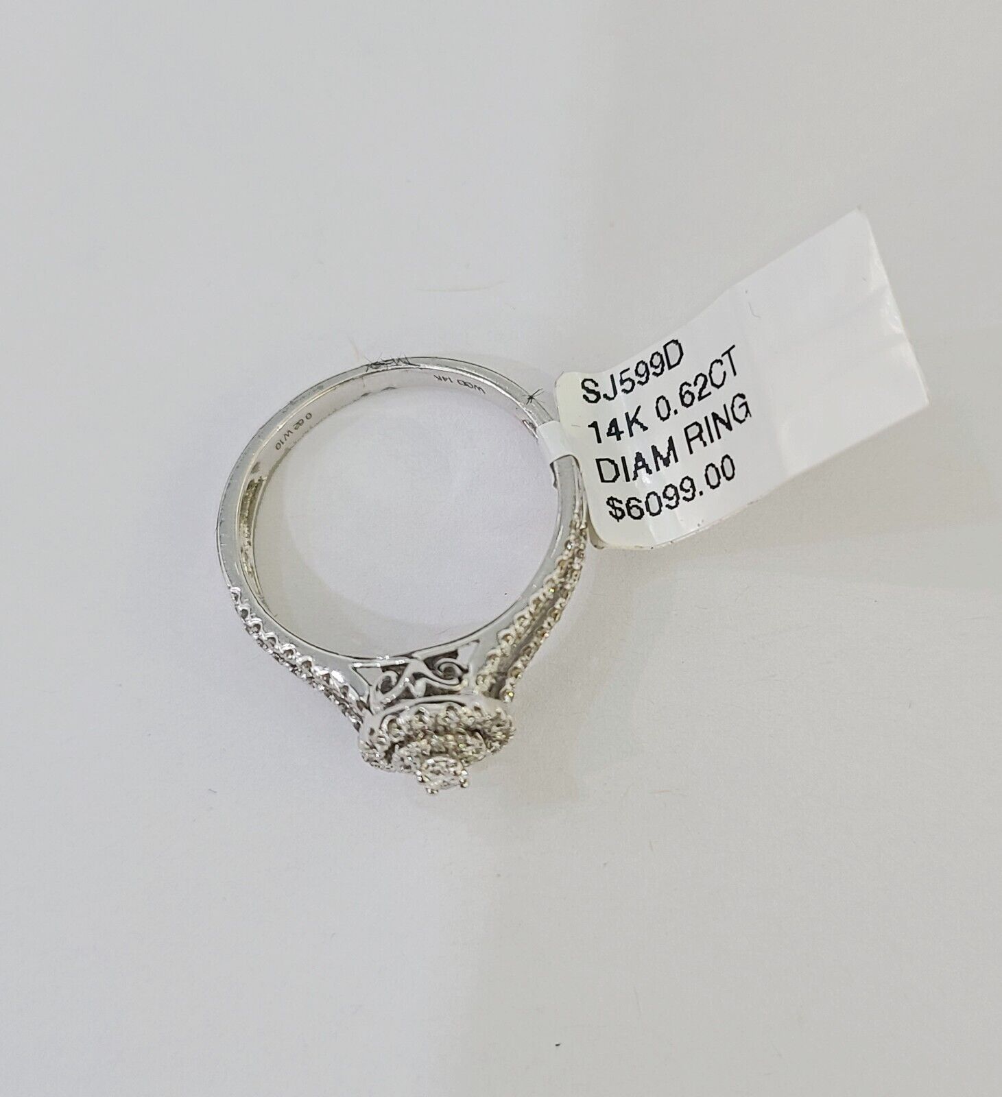 REAL 14k White Gold Diamond Ring Ladies Wedding Engagement Genuine - Reva Jeweler