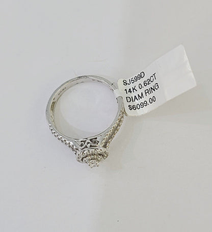REAL 14k White Gold Diamond Ring Ladies Wedding Engagement Genuine - Reva Jeweler