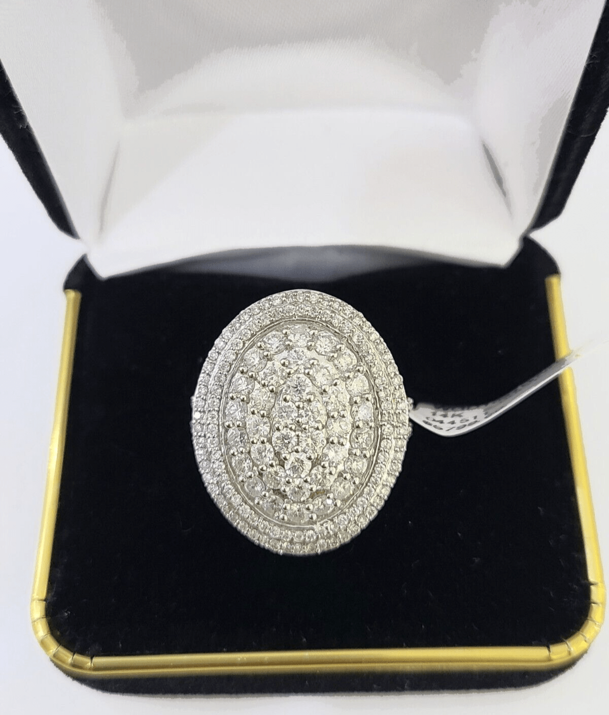 REAL 14k White Gold Diamond Ring Oval Shaped Ladies Wedding Engagement - Reva Jeweler
