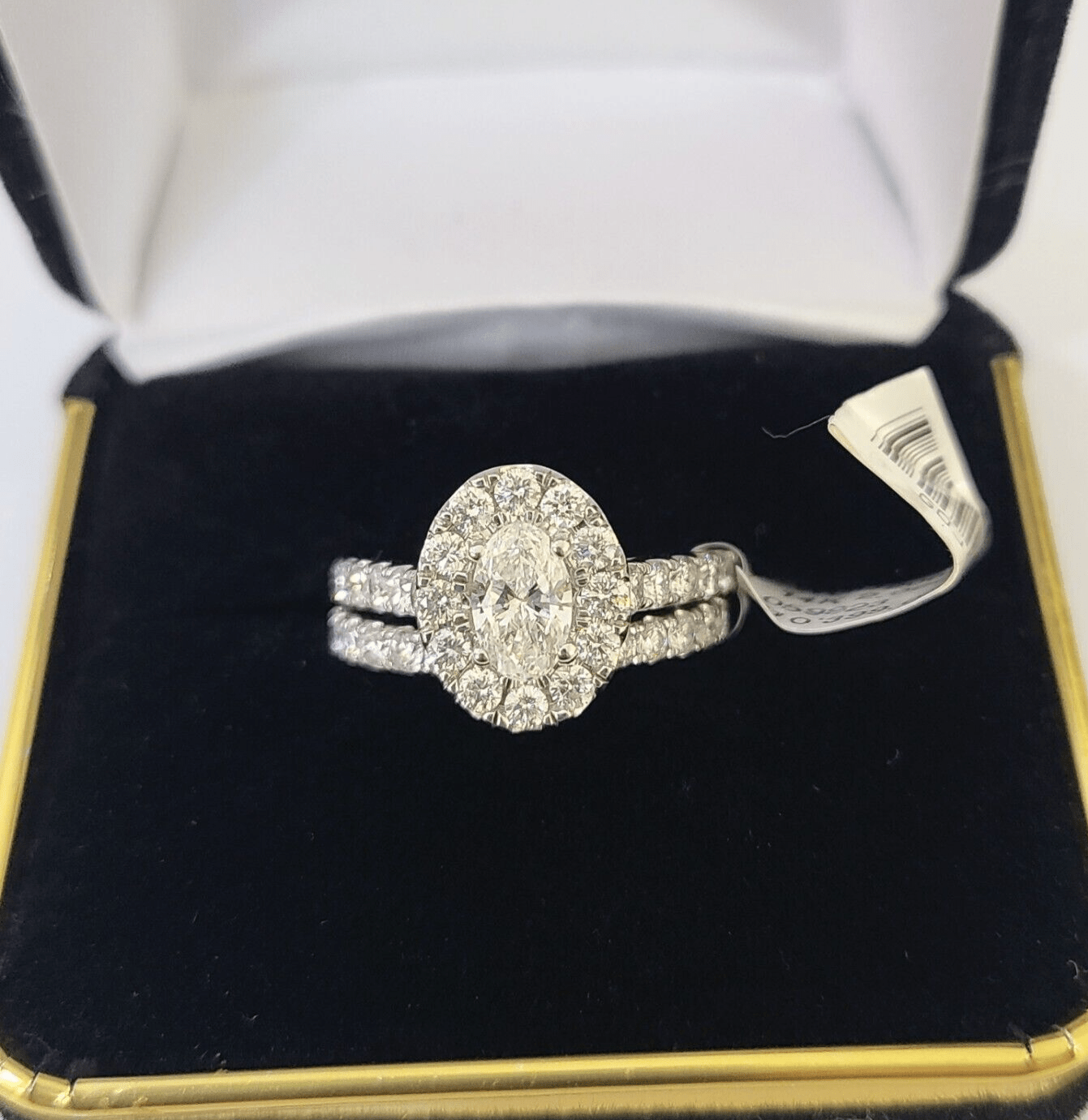 REAL 14k White Gold Diamond Ring Oval Shaped Ladies Wedding Engagement - Reva Jeweler