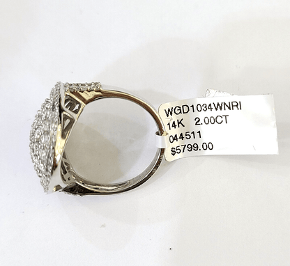 REAL 14k White Gold Diamond Ring Oval Shaped Ladies Wedding Engagement - Reva Jeweler