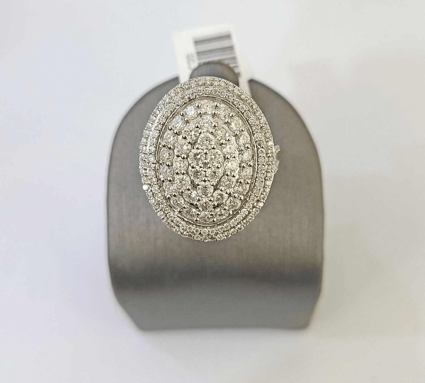REAL 14k White Gold Diamond Ring Oval Shaped Ladies Wedding Engagement - Reva Jeweler