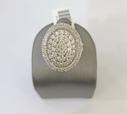 REAL 14k White Gold Diamond Ring Oval Shaped Ladies Wedding Engagement - Reva Jeweler