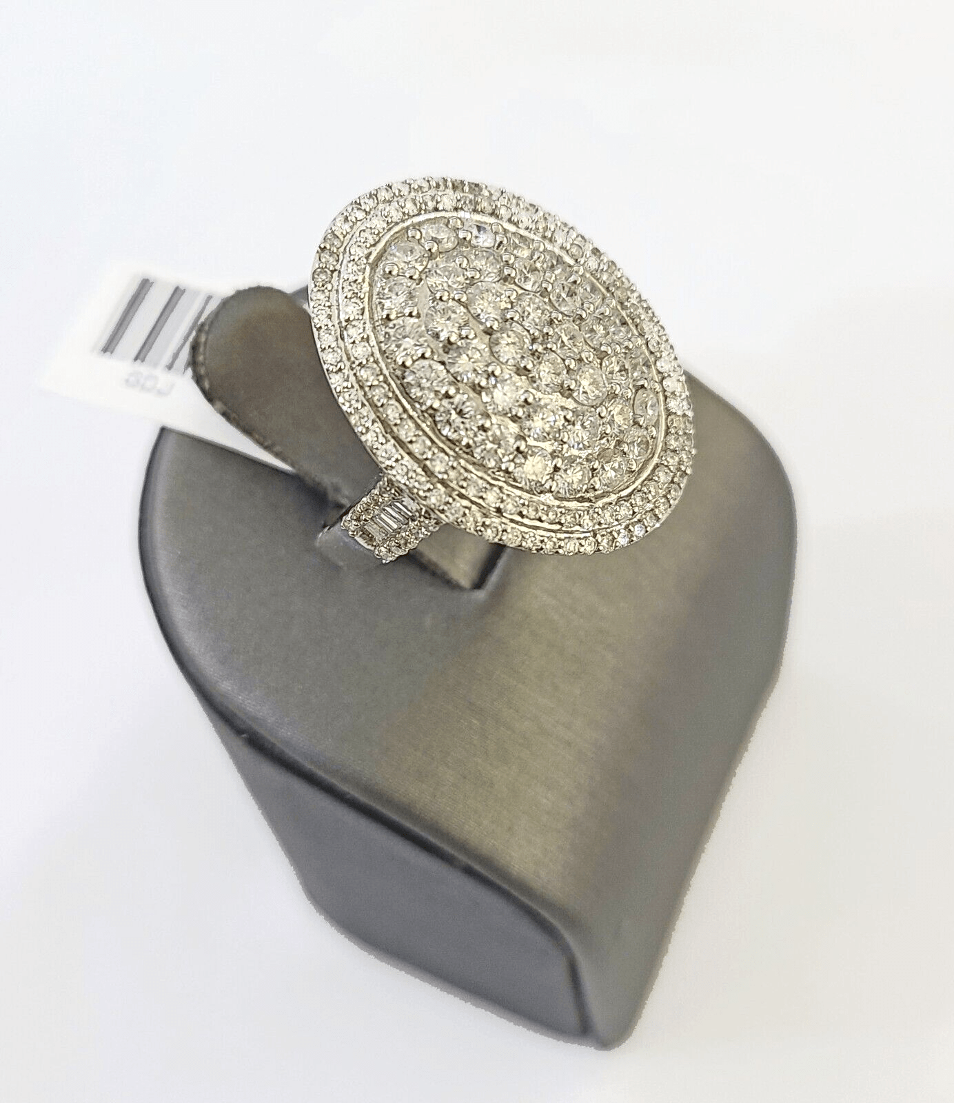 REAL 14k White Gold Diamond Ring Oval Shaped Ladies Wedding Engagement - Reva Jeweler