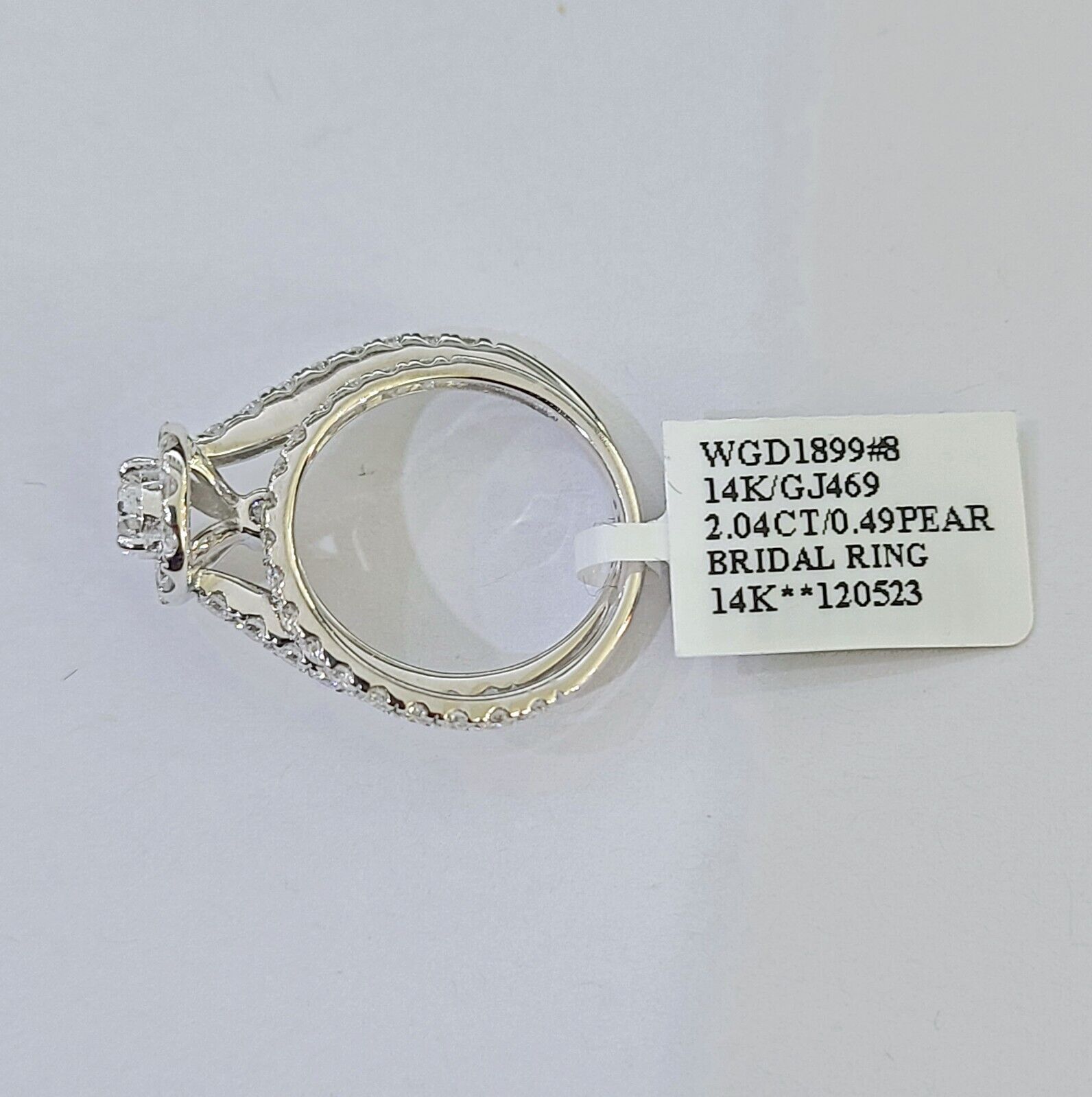 REAL 14k White Gold Diamond Ring Pear Shaped Ladies Wedding Engagement - Reva Jeweler