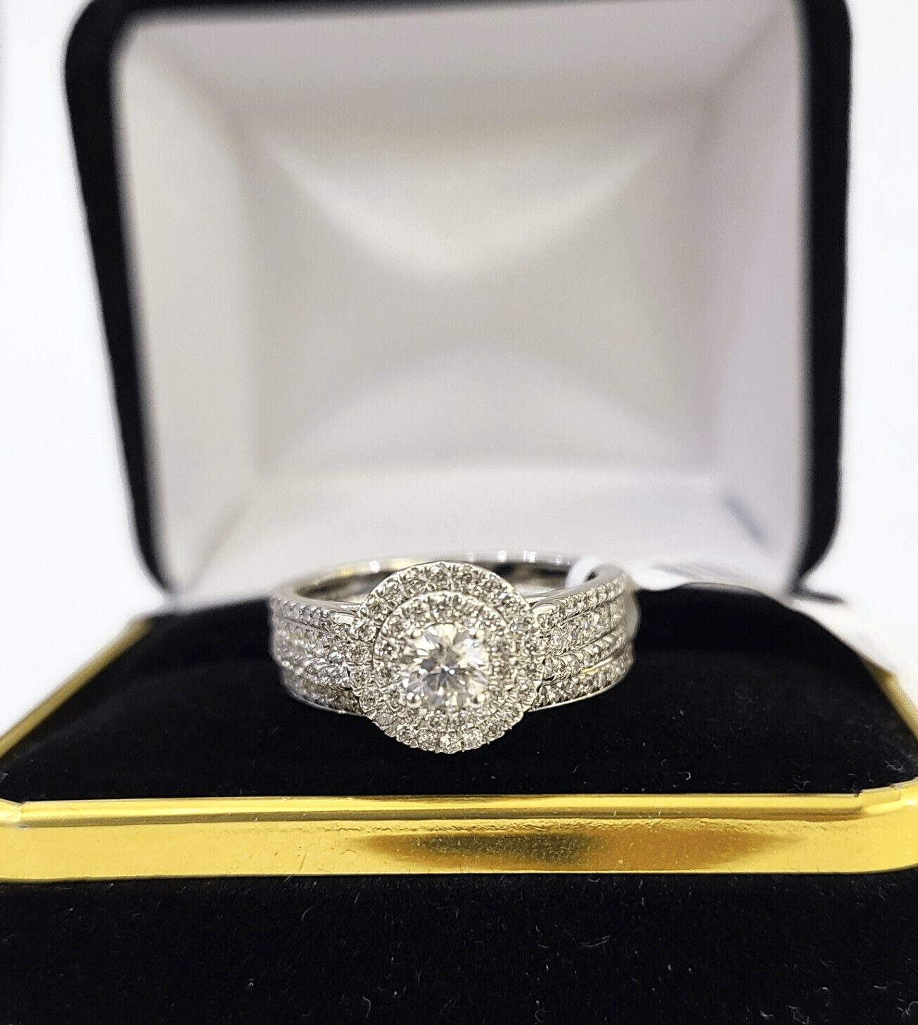 REAL 14k White Gold Diamond Ring Round Shaped Ladies Wedding Engagement - Reva Jeweler