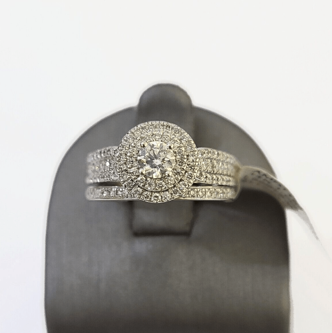 REAL 14k White Gold Diamond Ring Round Shaped Ladies Wedding Engagement - Reva Jeweler