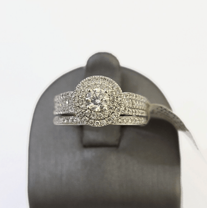 REAL 14k White Gold Diamond Ring Round Shaped Ladies Wedding Engagement - Reva Jeweler