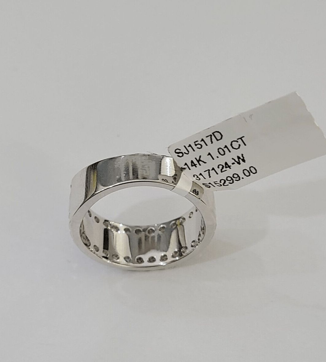 REAL 14k White Gold Diamond Ring Size 10 Wedding Casual Ring Mens - Reva Jeweler