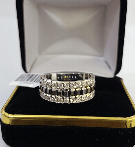 REAL 14k White Gold Diamond Ring Size 10 Wedding Casual Ring Mens - Reva Jeweler