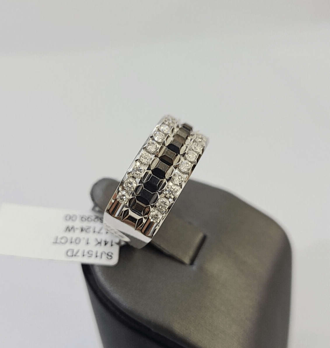 REAL 14k White Gold Diamond Ring Size 10 Wedding Casual Ring Mens - Reva Jeweler