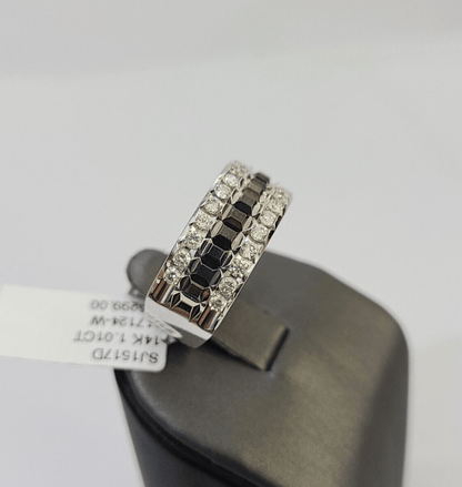 REAL 14k White Gold Diamond Ring Size 10 Wedding Casual Ring Mens - Reva Jeweler