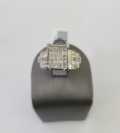 REAL 14k White Gold Diamond Ring Size 10 Wedding Casual Ring Mens Genuine - Reva Jeweler