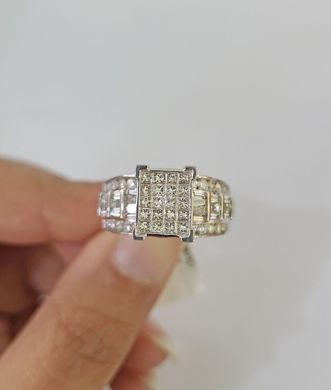 REAL 14k White Gold Diamond Ring Size 10 Wedding Casual Ring Mens Genuine - Reva Jeweler