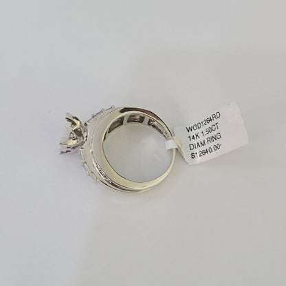 REAL 14k White Gold Diamond Ring Size 10 Wedding Casual Ring Mens Genuine - Reva Jeweler