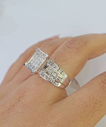 REAL 14k White Gold Diamond Ring Size 10 Wedding Casual Ring Mens Genuine - Reva Jeweler