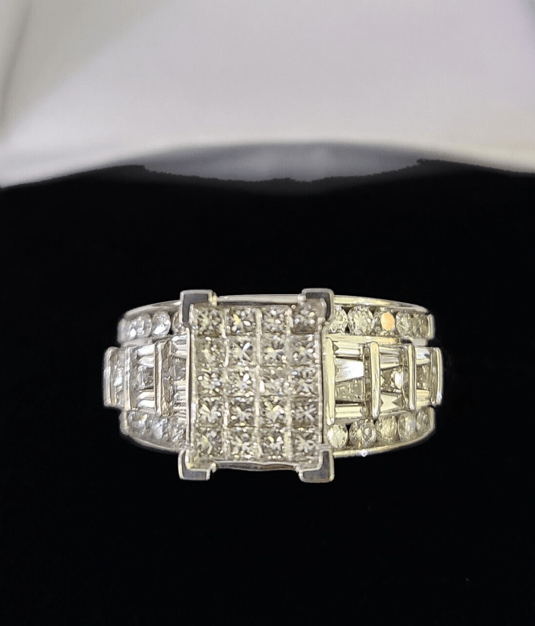 REAL 14k White Gold Diamond Ring Size 10 Wedding Casual Ring Mens Genuine - Reva Jeweler