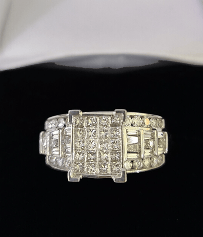 REAL 14k White Gold Diamond Ring Size 10 Wedding Casual Ring Mens Genuine - Reva Jeweler