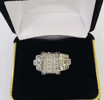 REAL 14k White Gold Diamond Ring Size 10 Wedding Casual Ring Mens Genuine - Reva Jeweler