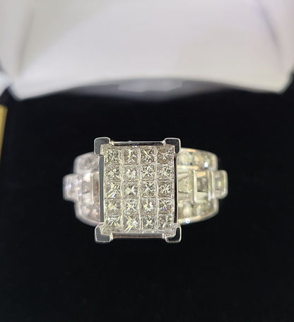 REAL 14k White Gold Diamond Ring Size 10 Wedding Casual Ring Mens Genuine - Reva Jeweler